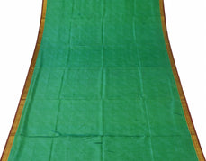 Sushila Vintage Green Scrap Saree 100% Pure Silk Printed Paisley Sari Fabric