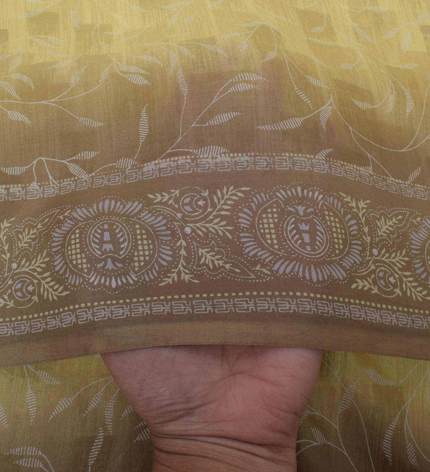 Sushila Vintage Green Scrap Saree 100% Pure Silk Printed Floral Sari Fabric