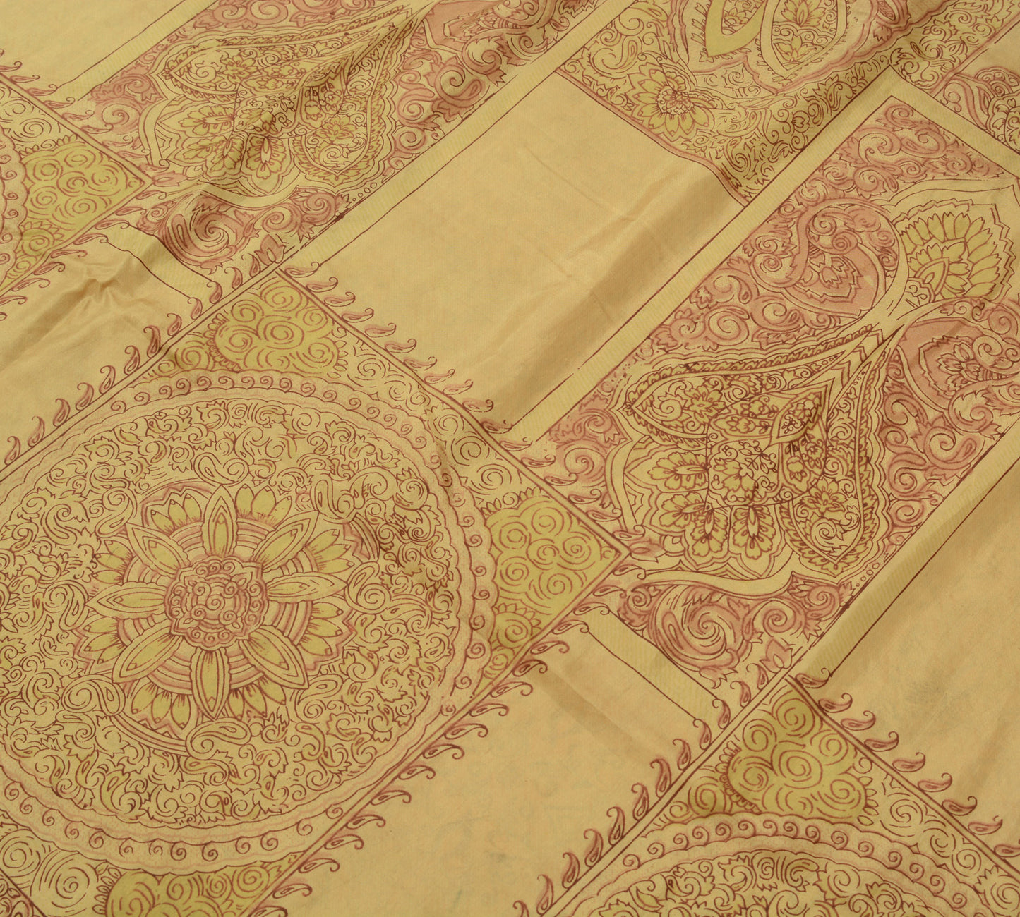 Sushila Vintage Brown Scrap Saree 100% Pure Silk Printed Floral Sari Fabric Deco