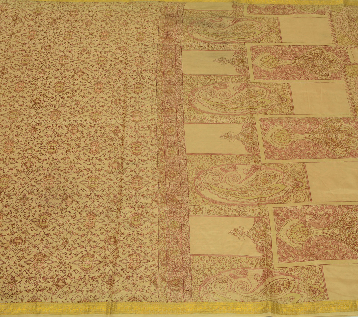 Sushila Vintage Brown Scrap Saree 100% Pure Silk Printed Floral Sari Fabric Deco