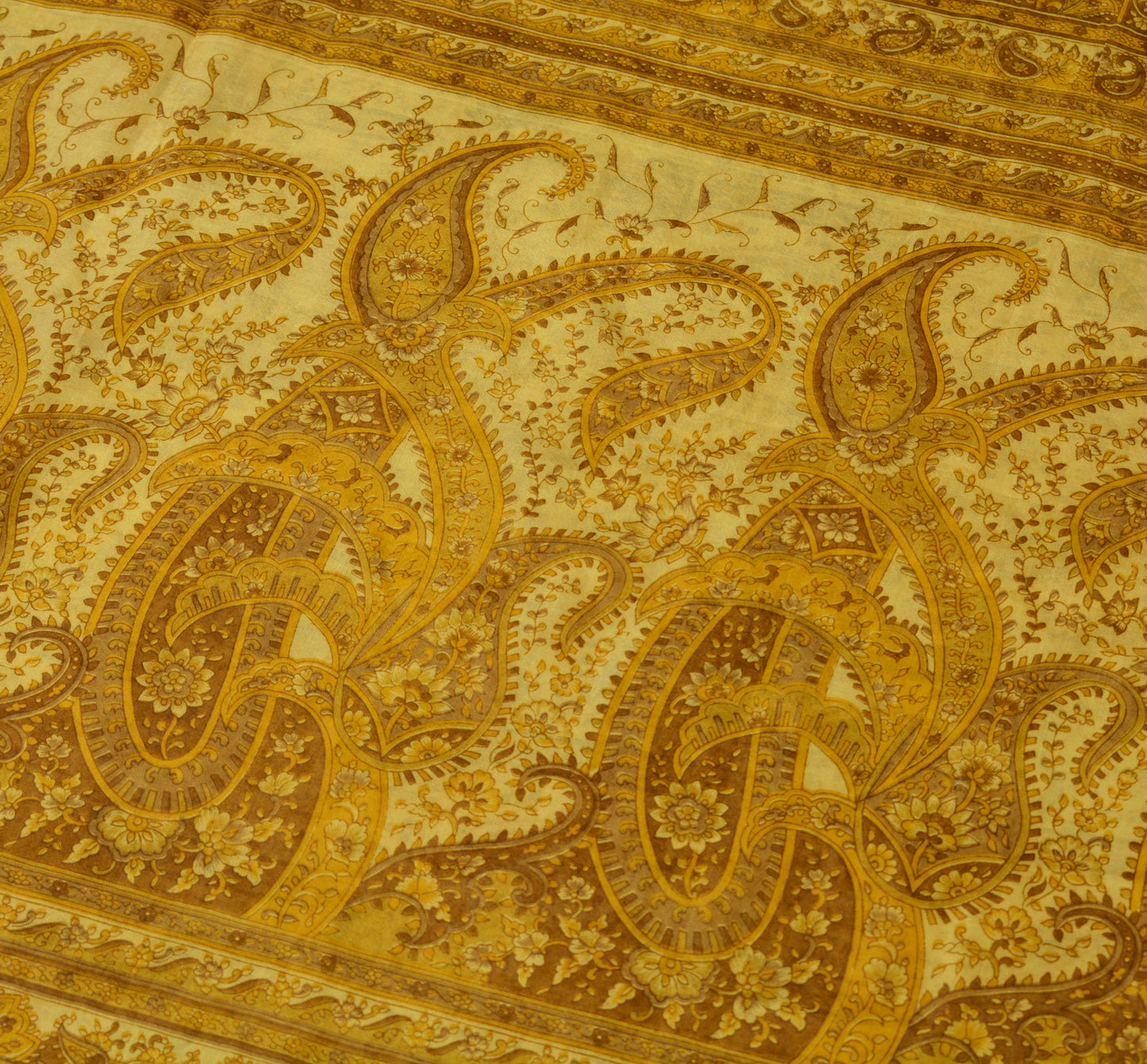 Sushila Vintage Brown Scrap Saree 100% Pure Silk Printed Paisley Sari Fabric