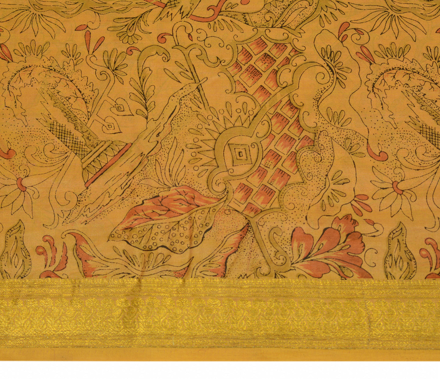 Sushila Vintage Brown Scrap Saree 100% Pure Silk Printed Indian Sari Fabric