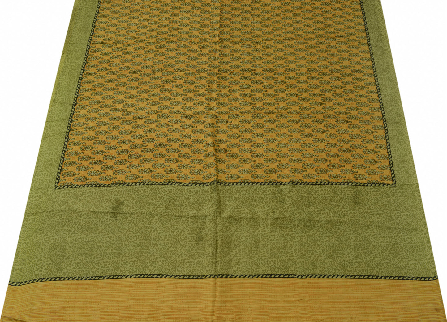 Sushila Vintage Brown Scrap Saree 100% Pure Silk Printed Floral Sari Fabric