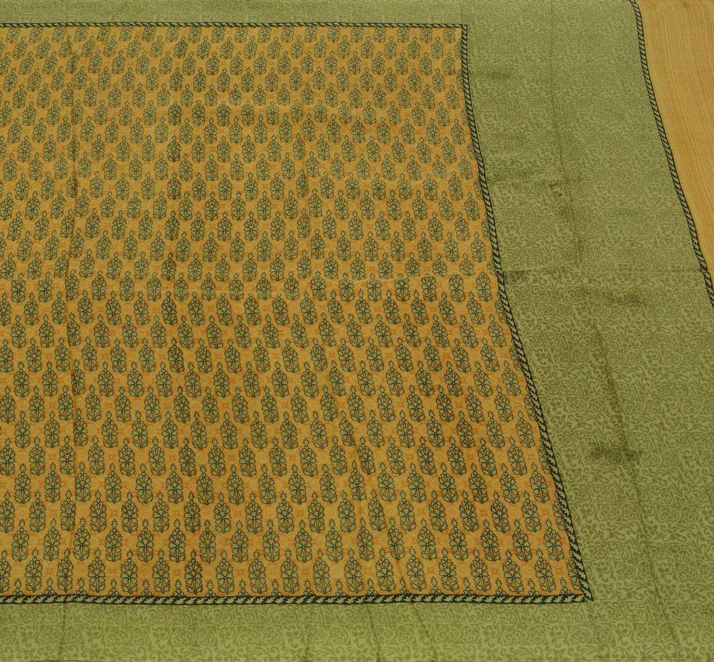 Sushila Vintage Brown Scrap Saree 100% Pure Silk Printed Floral Sari Fabric