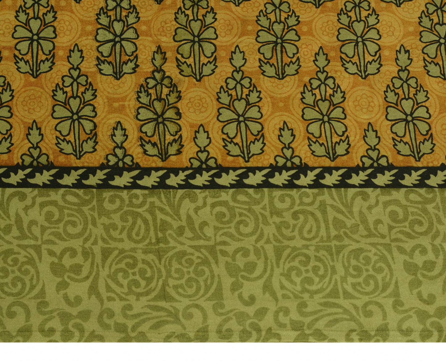 Sushila Vintage Brown Scrap Saree 100% Pure Silk Printed Floral Sari Fabric