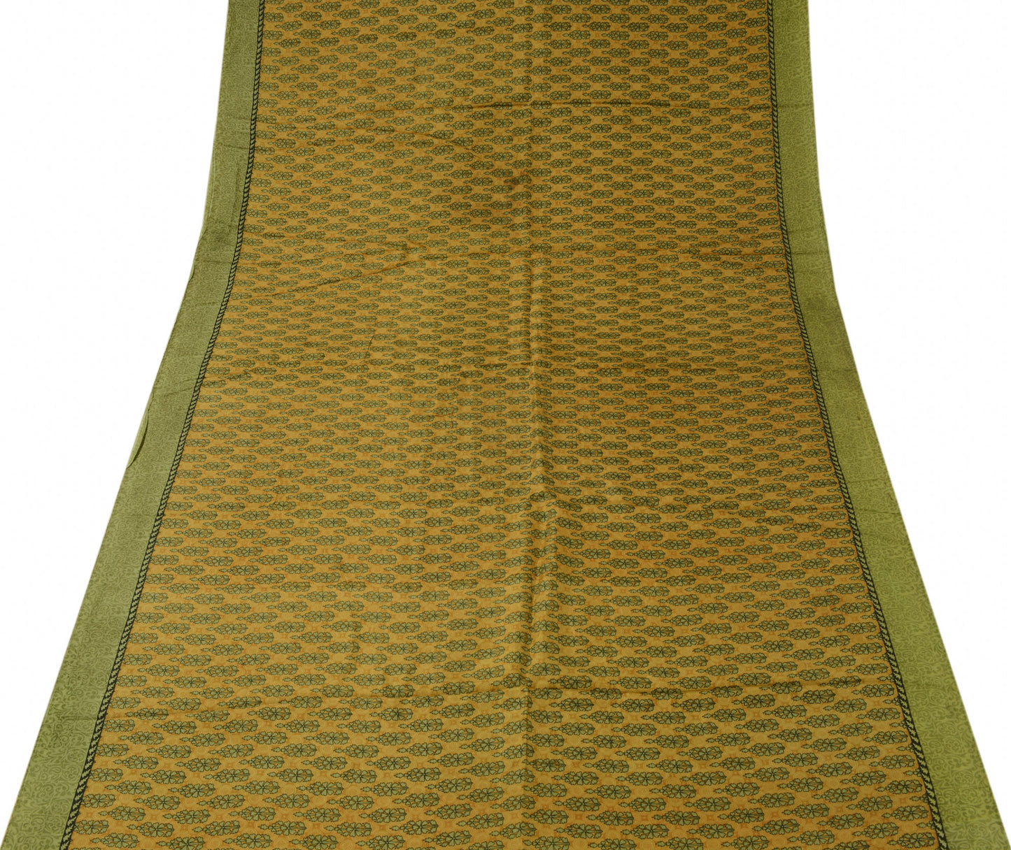 Sushila Vintage Brown Scrap Saree 100% Pure Silk Printed Floral Sari Fabric