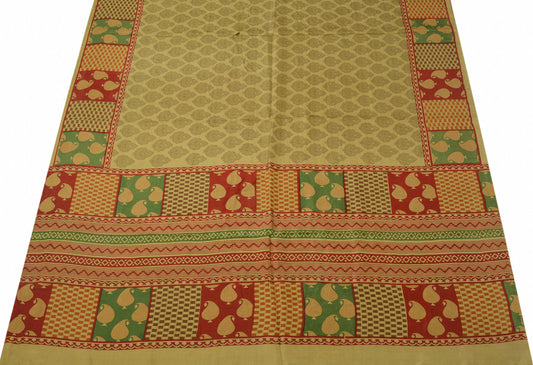 Sushila Vintage Indian Scrap Saree 100% Pure Silk Printed Paisley Sari Fabric