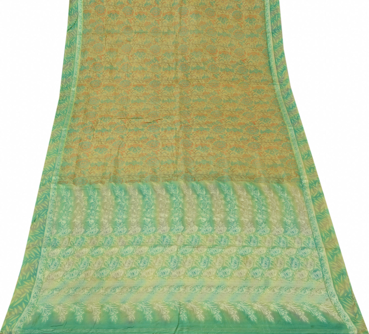 Sushila Vintage Indian Scrap Saree 100% Pure Silk Printed Floral Sari Fabric