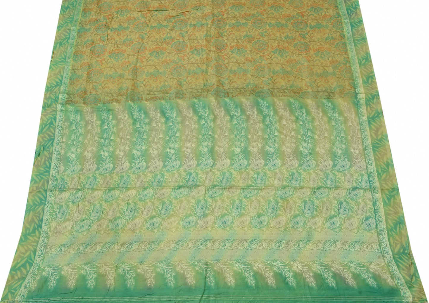 Sushila Vintage Indian Scrap Saree 100% Pure Silk Printed Floral Sari Fabric