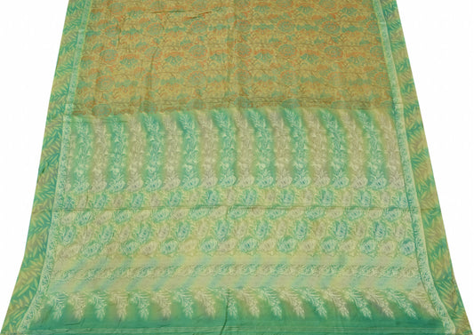 Sushila Vintage Indian Scrap Saree 100% Pure Silk Printed Floral Sari Fabric