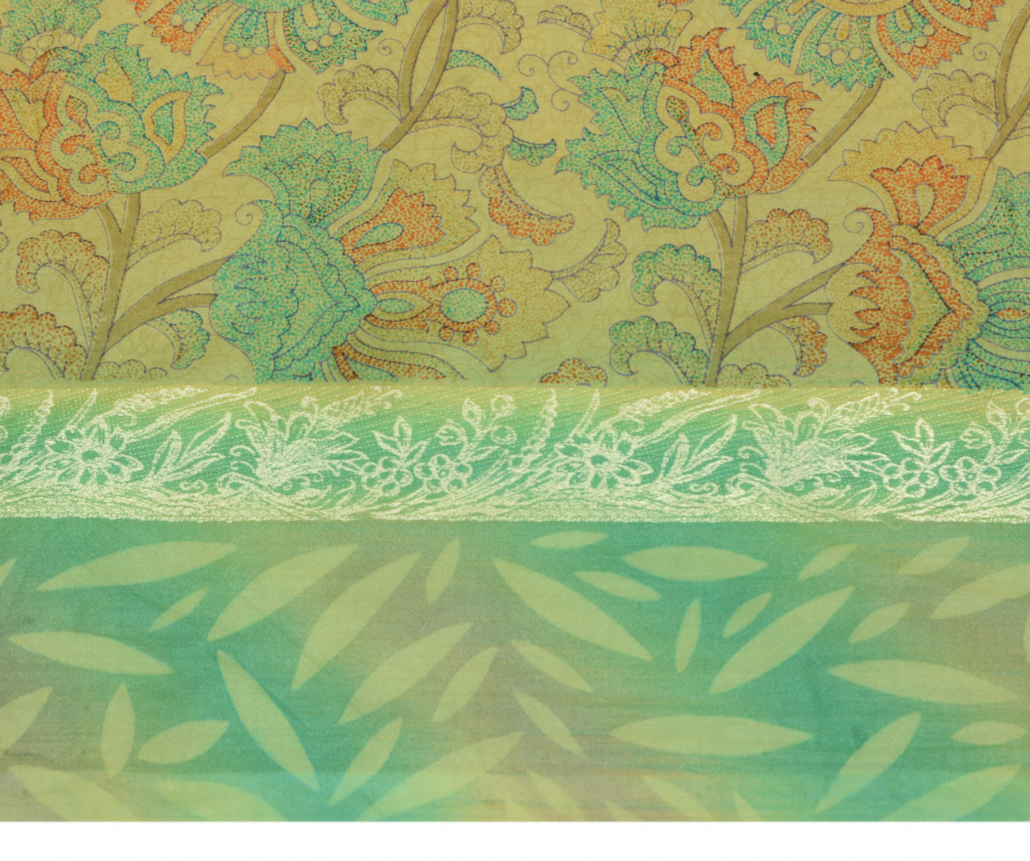 Sushila Vintage Indian Scrap Saree 100% Pure Silk Printed Floral Sari Fabric