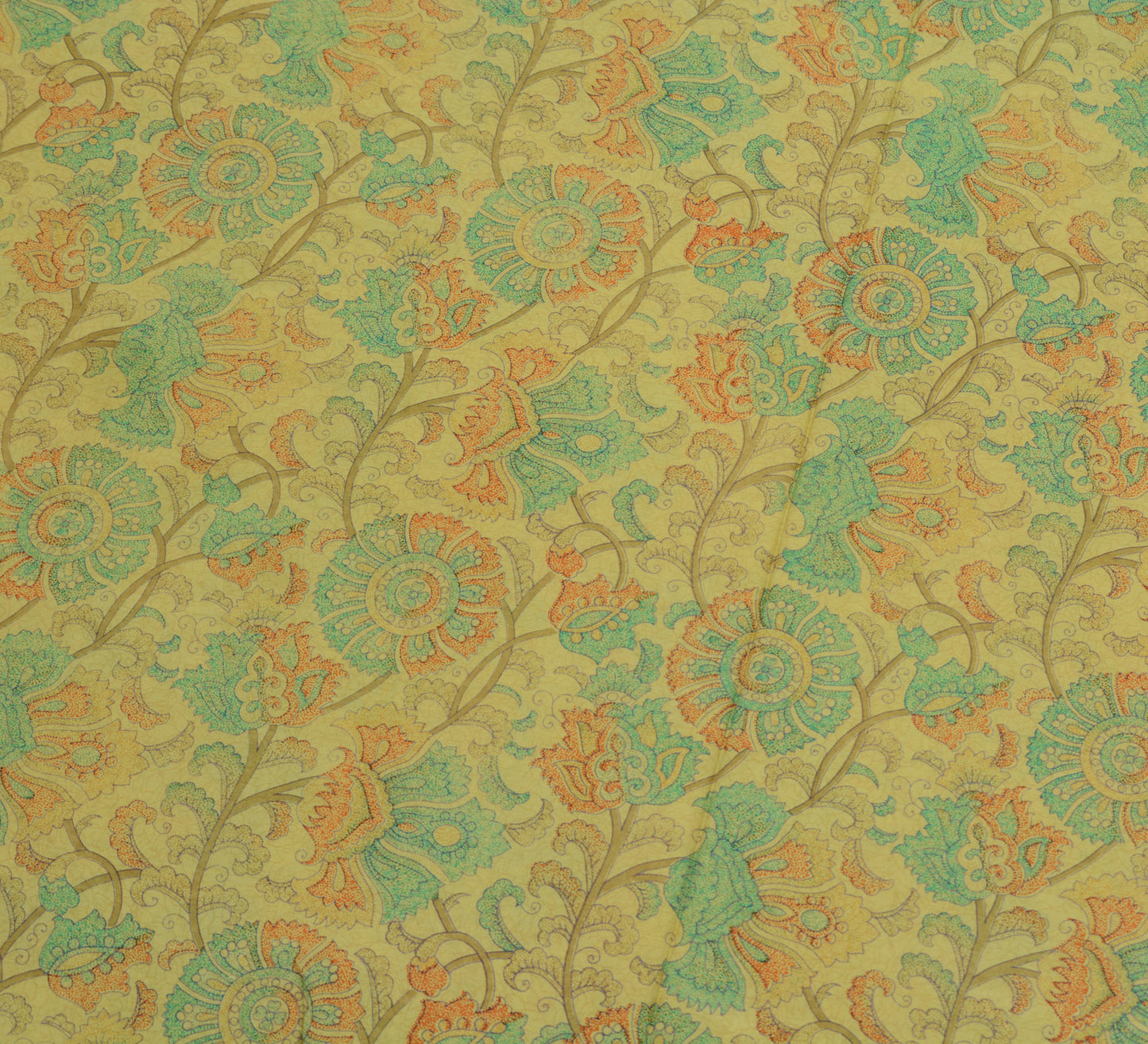 Sushila Vintage Indian Scrap Saree 100% Pure Silk Printed Floral Sari Fabric