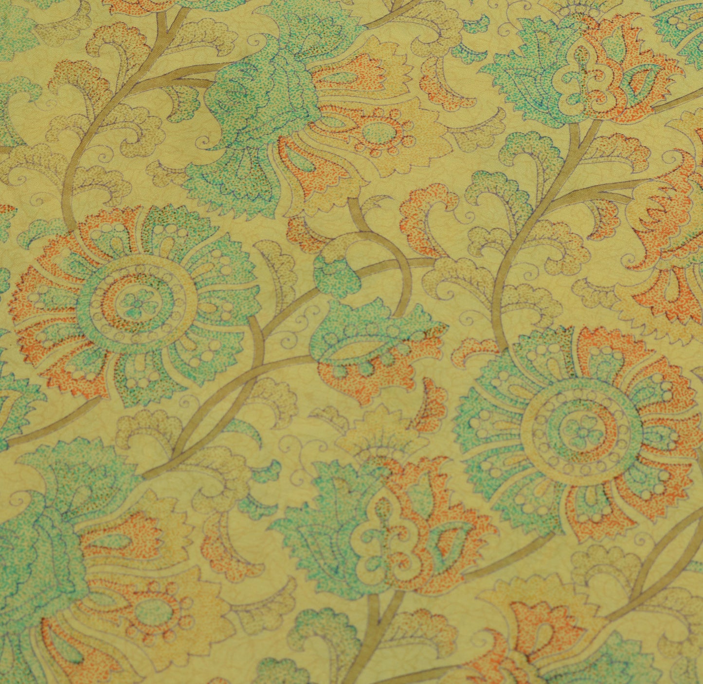 Sushila Vintage Indian Scrap Saree 100% Pure Silk Printed Floral Sari Fabric