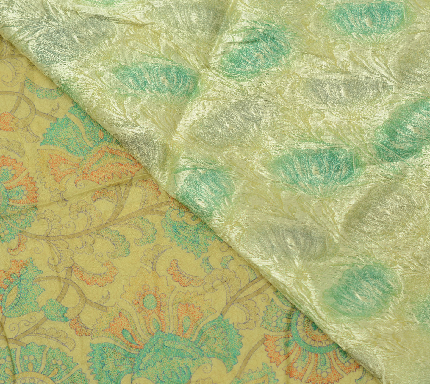 Sushila Vintage Indian Scrap Saree 100% Pure Silk Printed Floral Sari Fabric