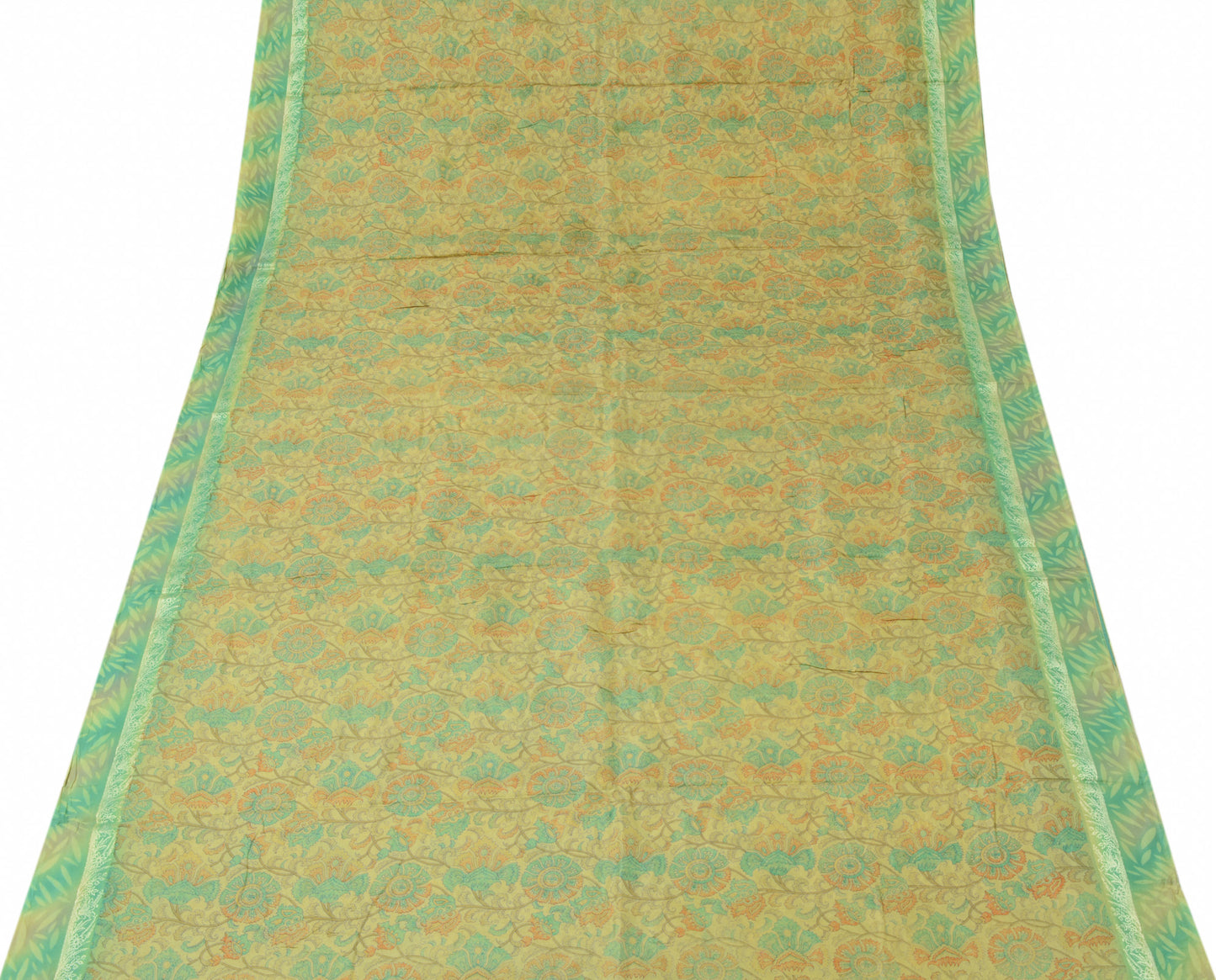 Sushila Vintage Indian Scrap Saree 100% Pure Silk Printed Floral Sari Fabric