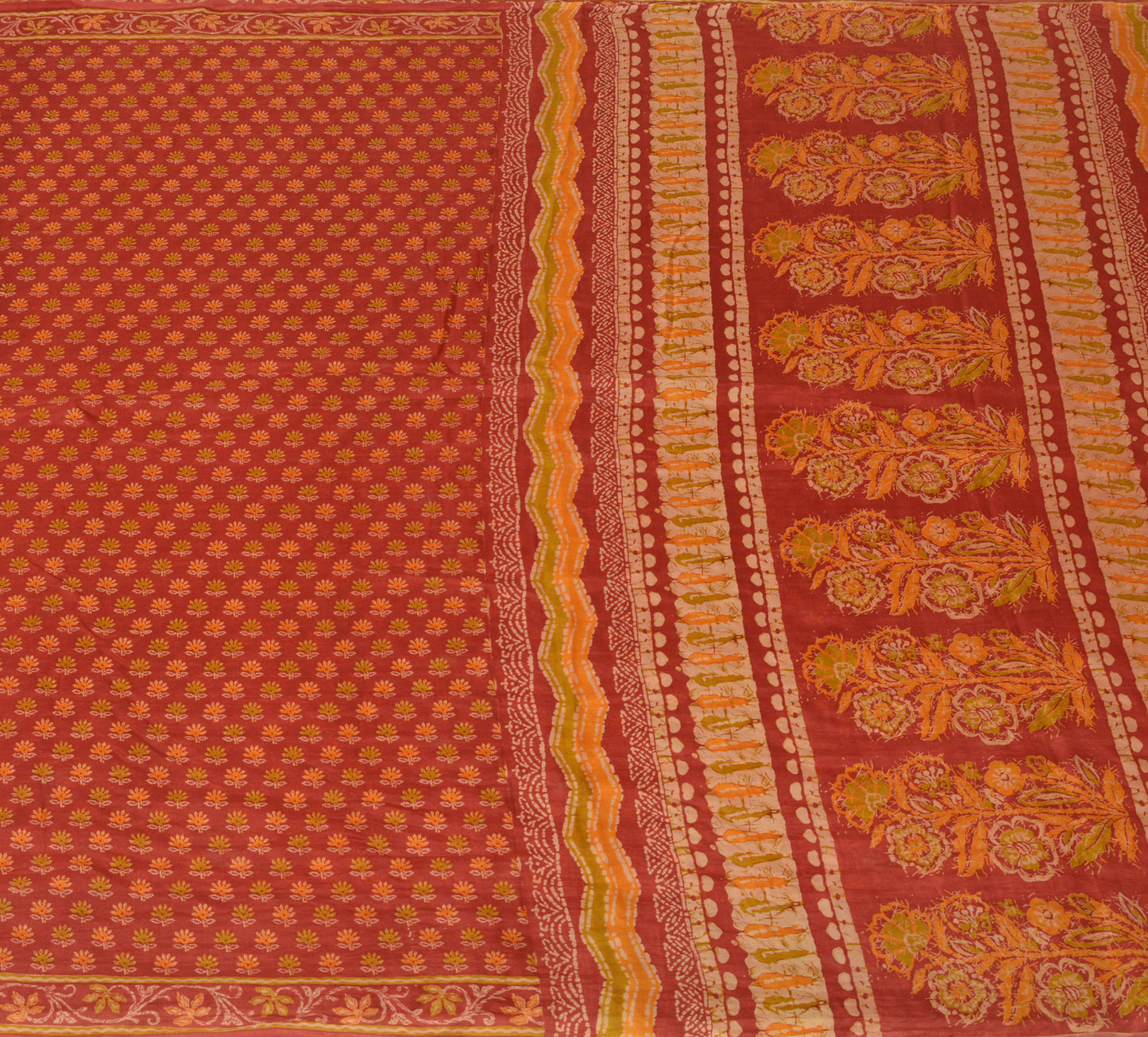 Sushila Vintage Maroon Scrap Saree 100% Pure Silk Printed Floral Craft Fabric