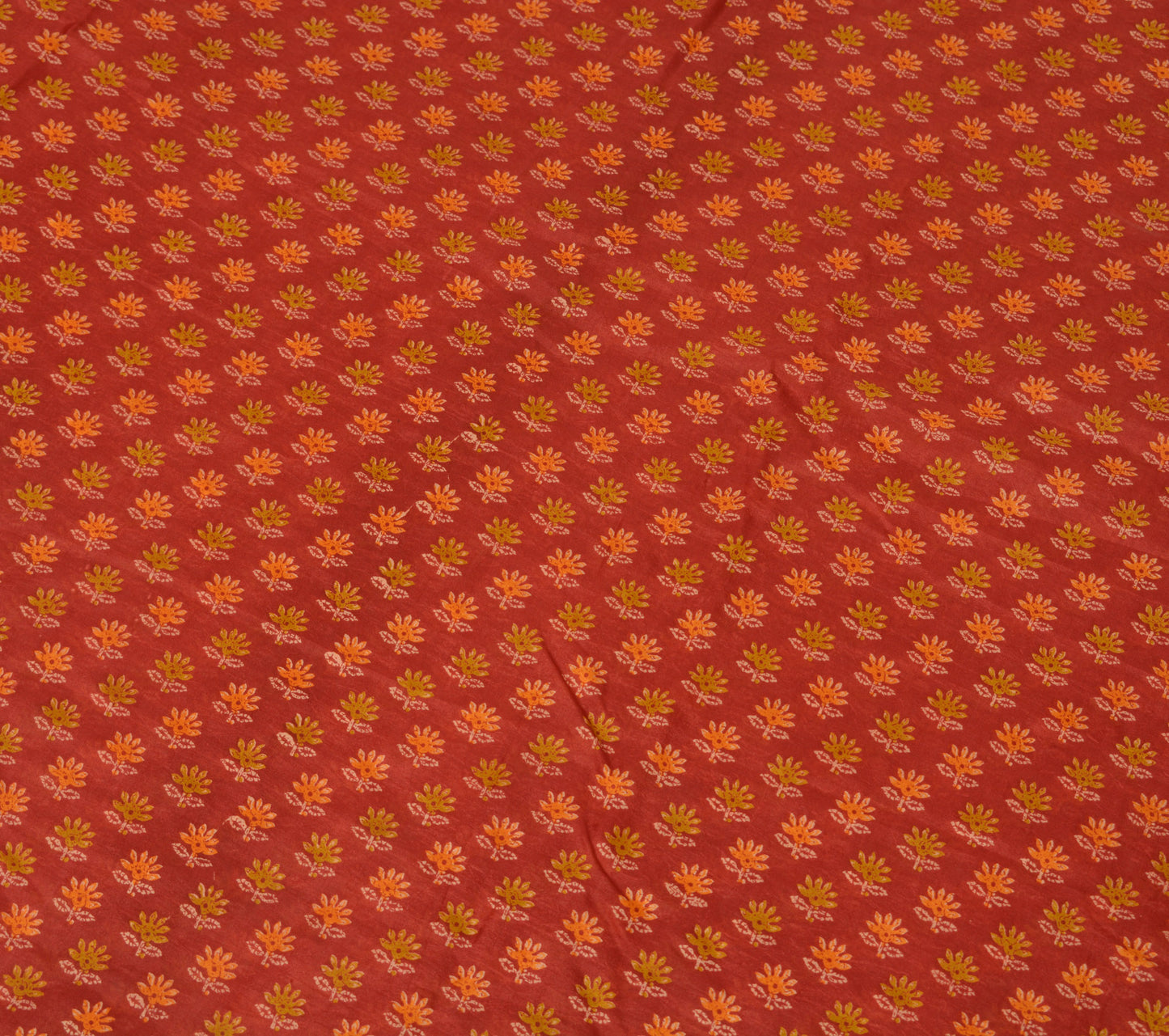 Sushila Vintage Maroon Scrap Saree 100% Pure Silk Printed Floral Craft Fabric