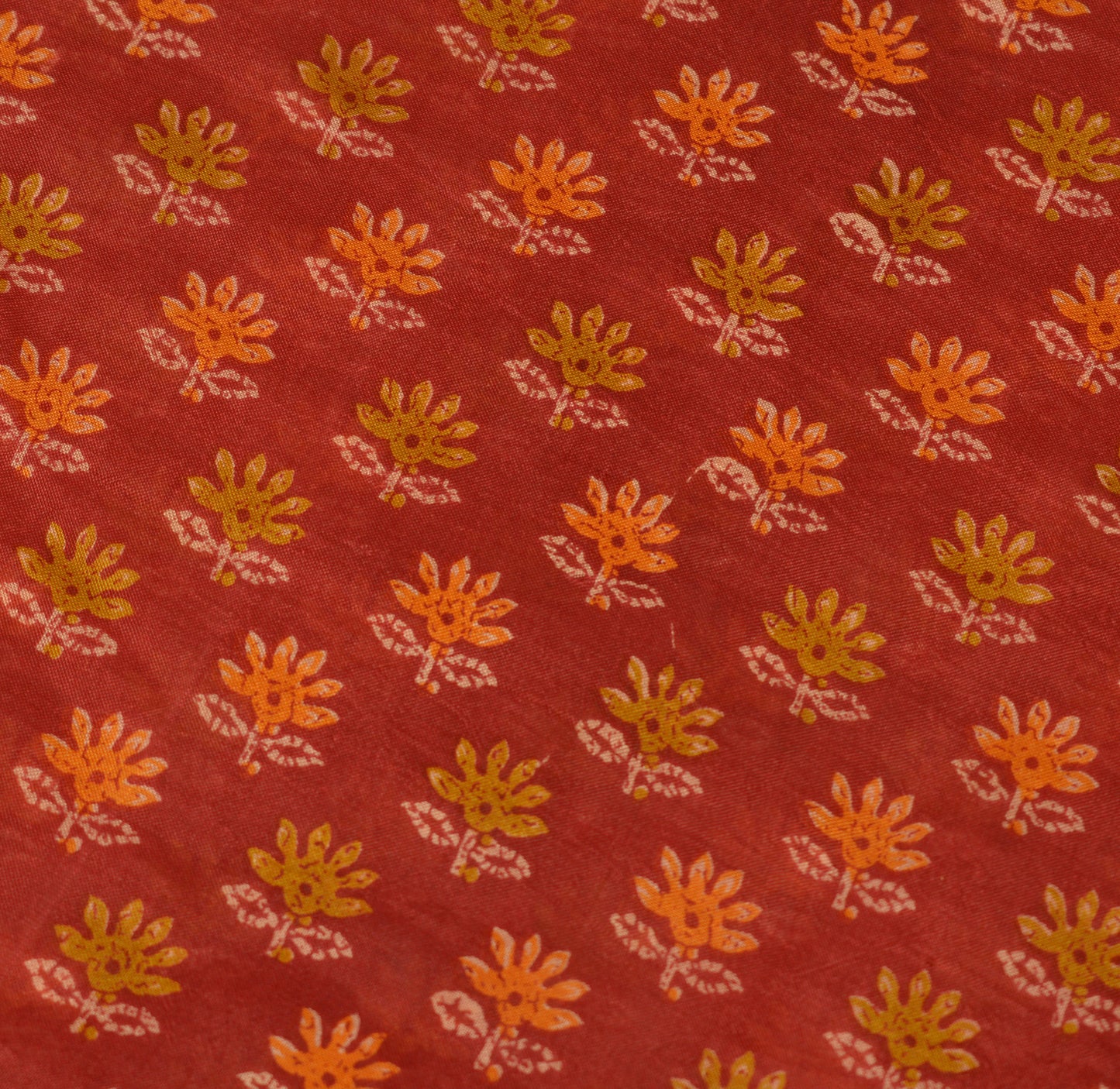 Sushila Vintage Maroon Scrap Saree 100% Pure Silk Printed Floral Craft Fabric