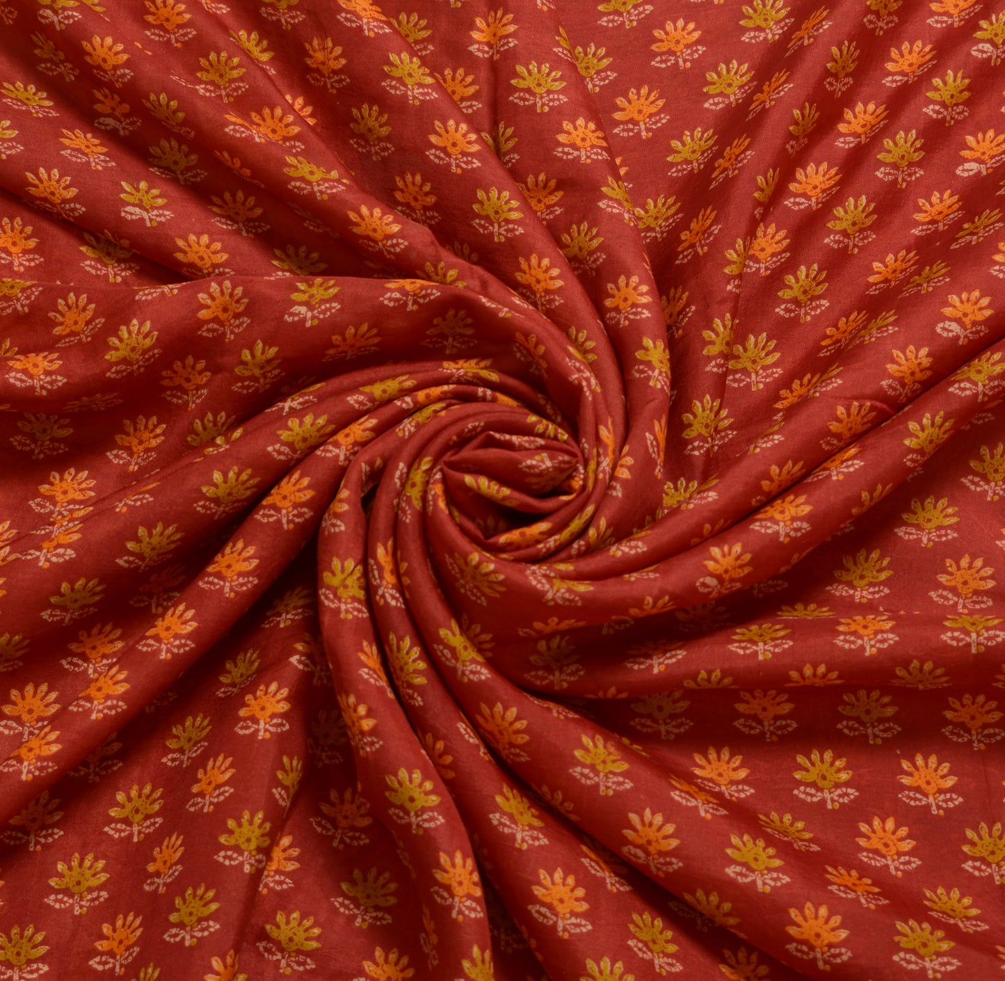 Sushila Vintage Maroon Scrap Saree 100% Pure Silk Printed Floral Craft Fabric