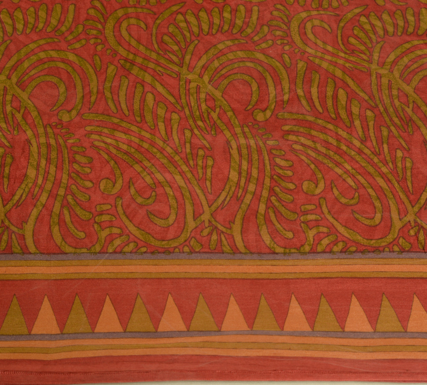 Sushila Vintage Maroon Scrap Saree 100% Pure Silk Printed Floral Sari Fabric