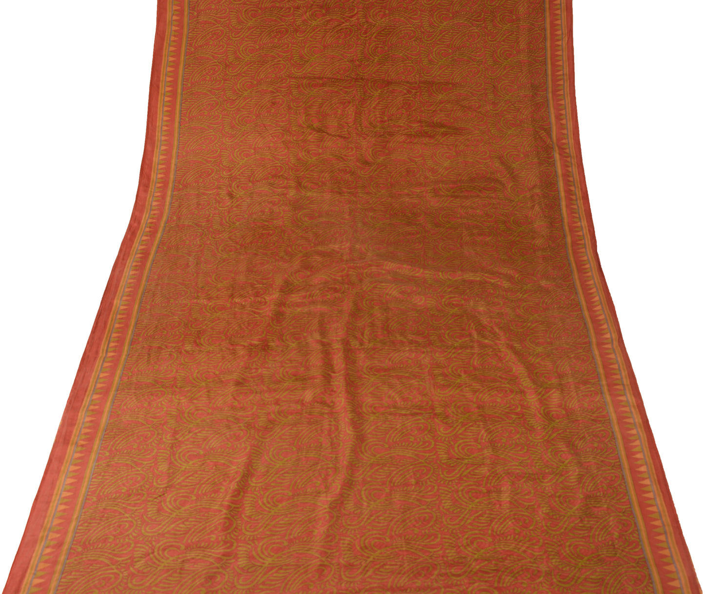 Sushila Vintage Maroon Scrap Saree 100% Pure Silk Printed Floral Sari Fabric
