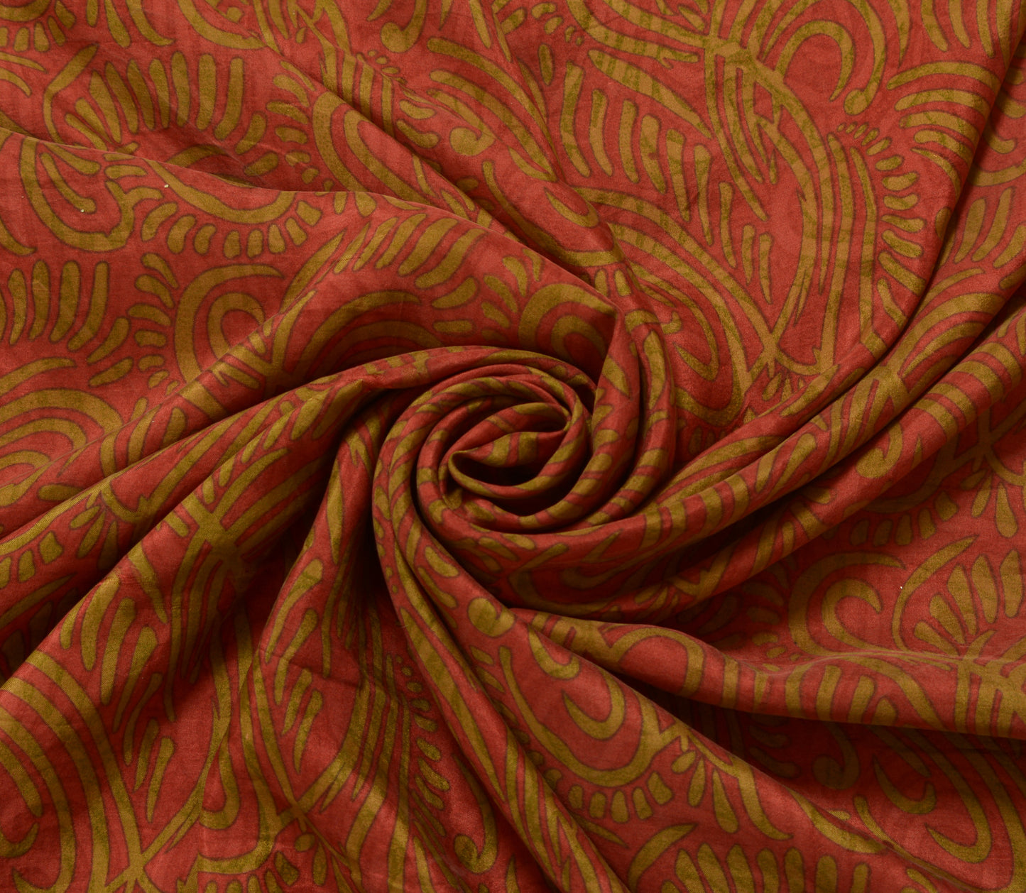 Sushila Vintage Maroon Scrap Saree 100% Pure Silk Printed Floral Sari Fabric