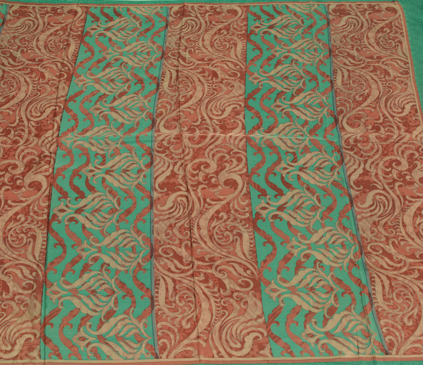 Sushila Vintage Green Scrap Craft Sari 100% Pure Silk Printed Floral Sari Fabric