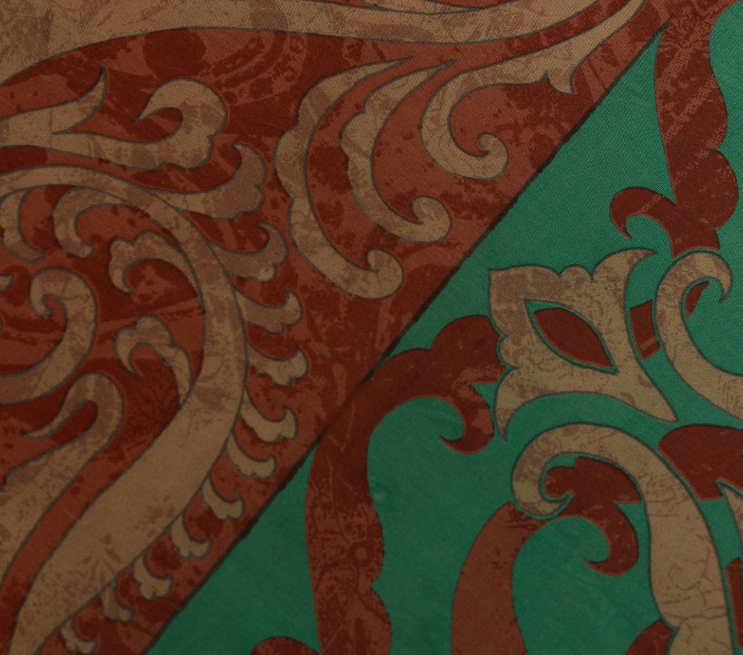 Sushila Vintage Green Scrap Craft Sari 100% Pure Silk Printed Floral Sari Fabric