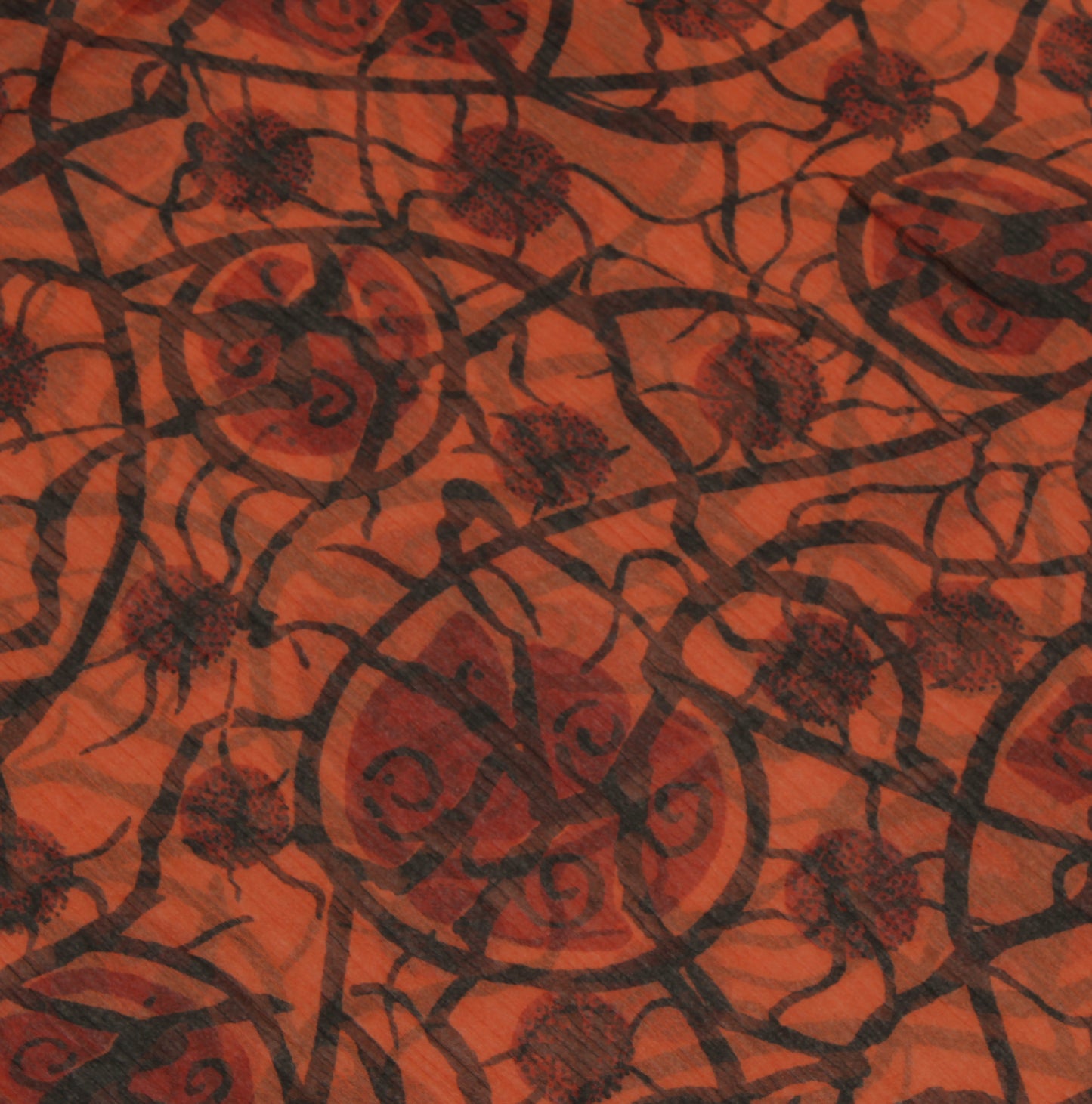 Sushila Vintage Brown Scrap Saree Blend Chiffon Silk Printed Floral Sari Fabric