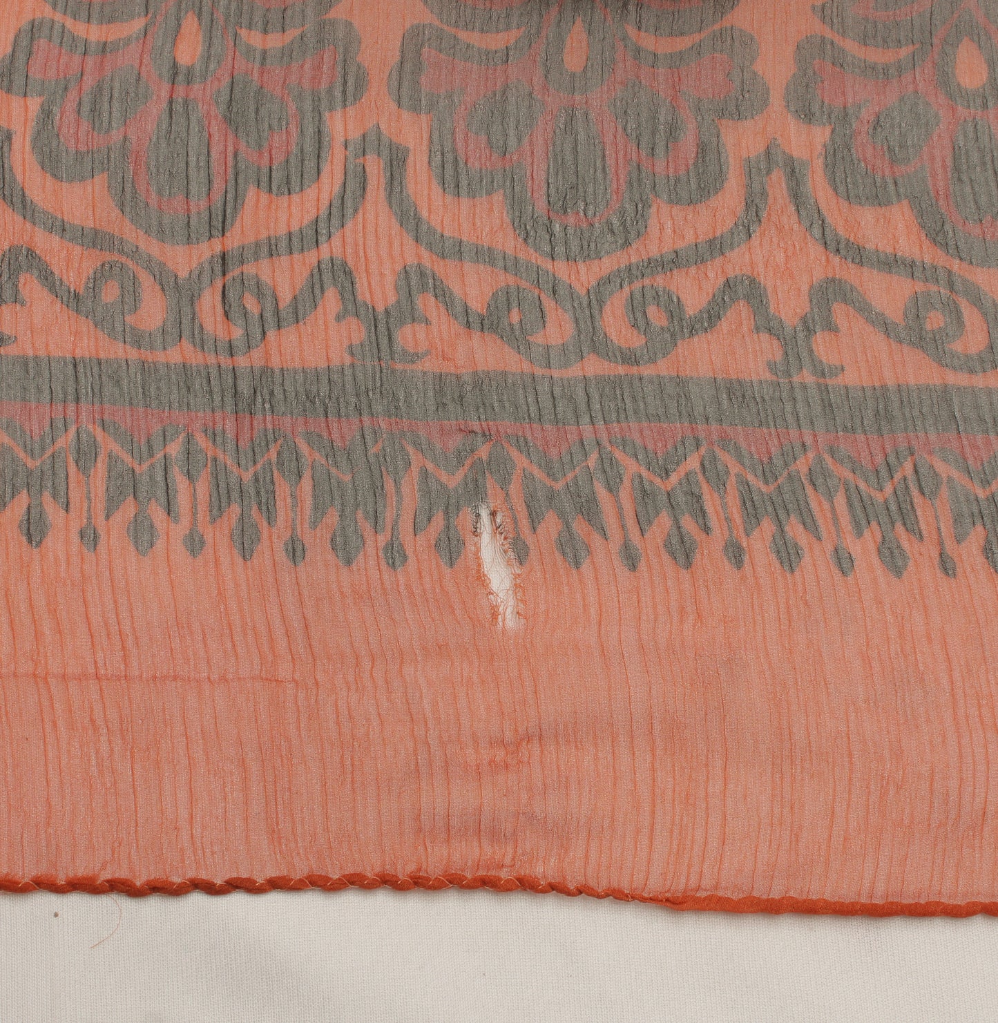 Sushila Vintage Brown Scrap Saree Blend Chiffon Silk Printed Floral Sari Fabric