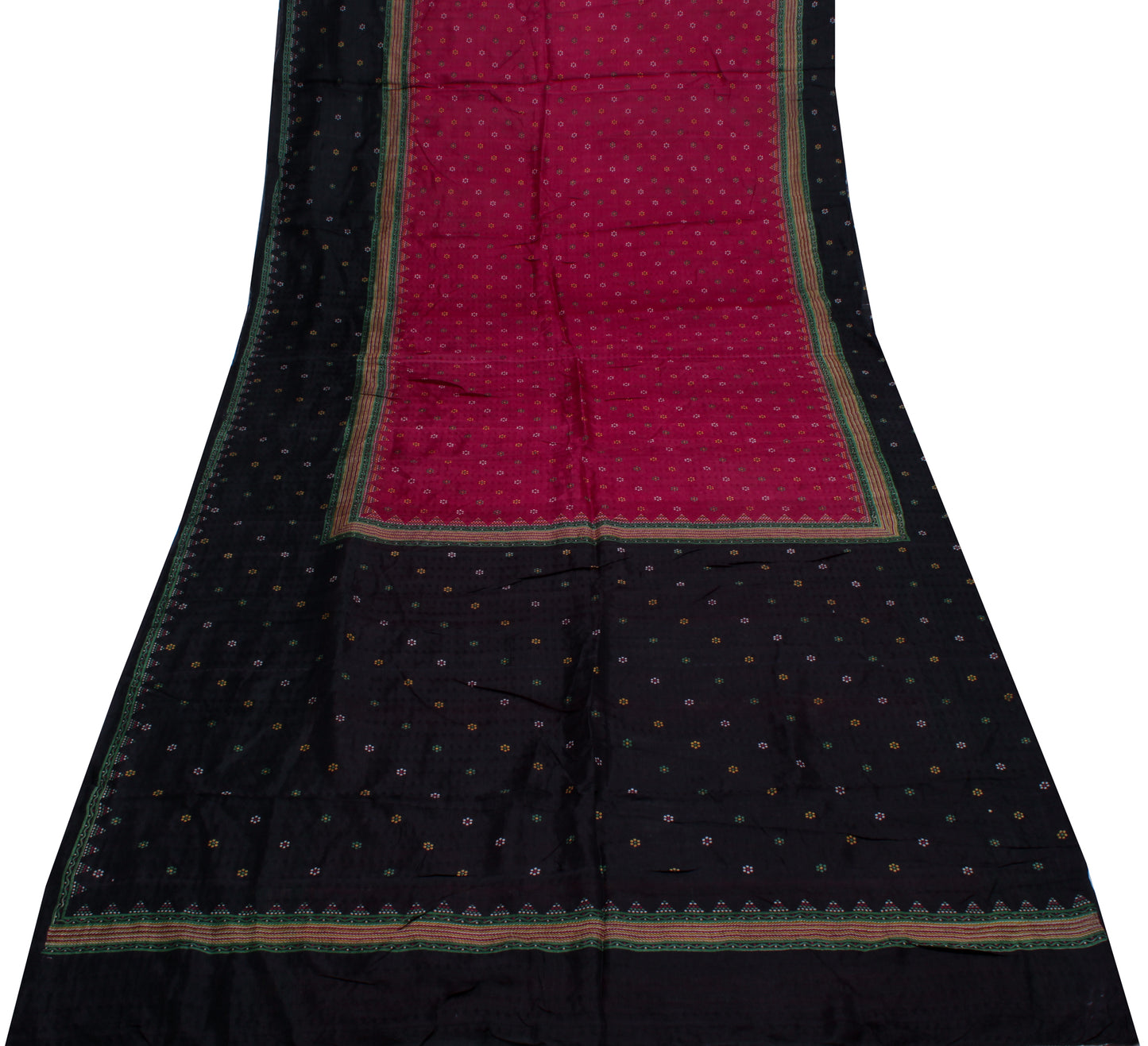 Sushila Vintage Indian Scrap Saree 100% Pure Silk Printed Floral Sari Fabric