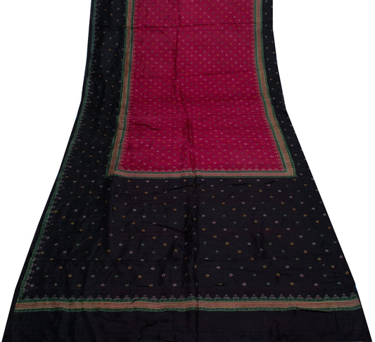 Sushila Vintage Indian Scrap Saree 100% Pure Silk Printed Floral Sari Fabric