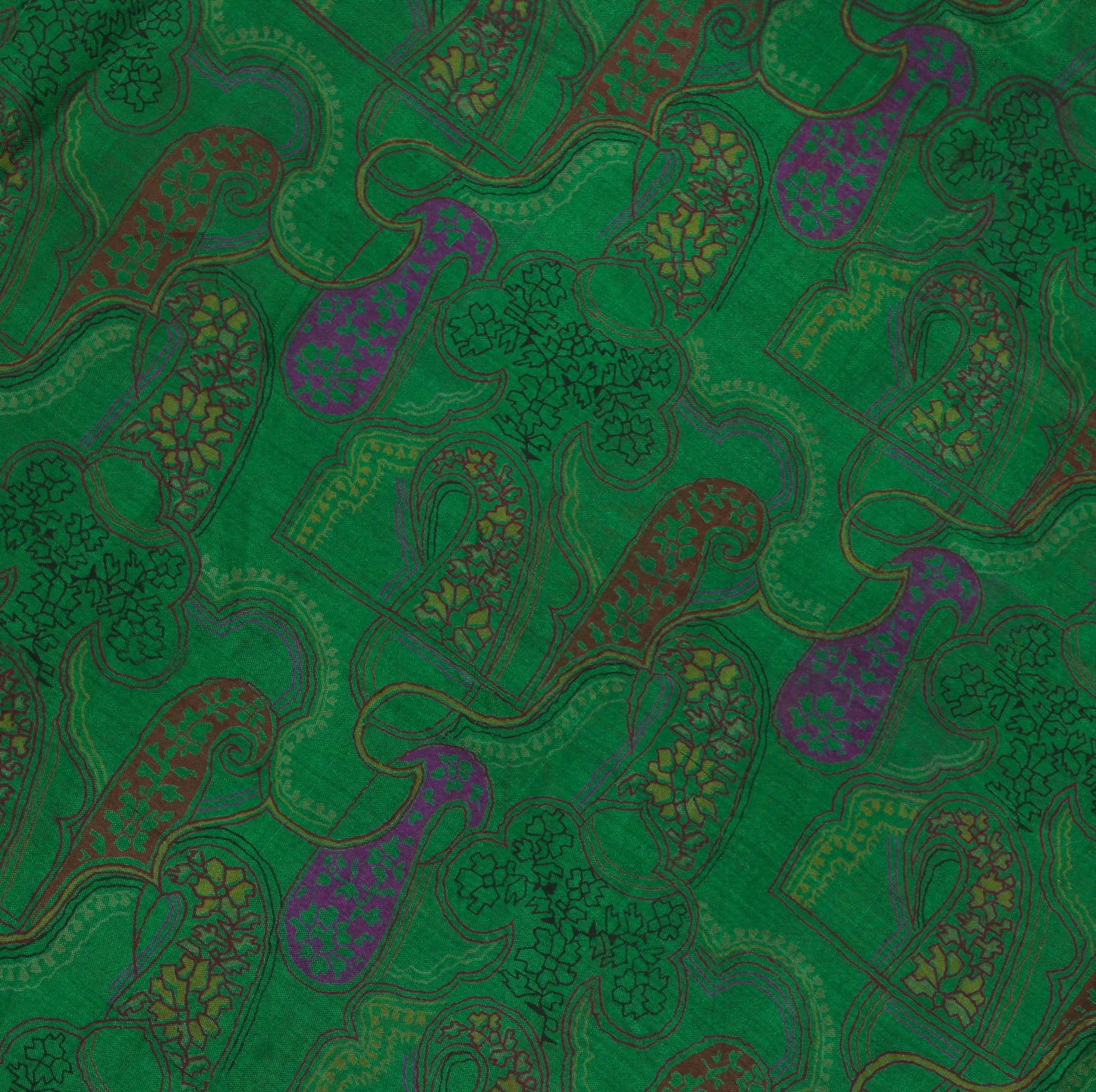 Sushila Vintage Green Scrap Saree 100% Pure Silk Printed Floral Sari Sari Fabric