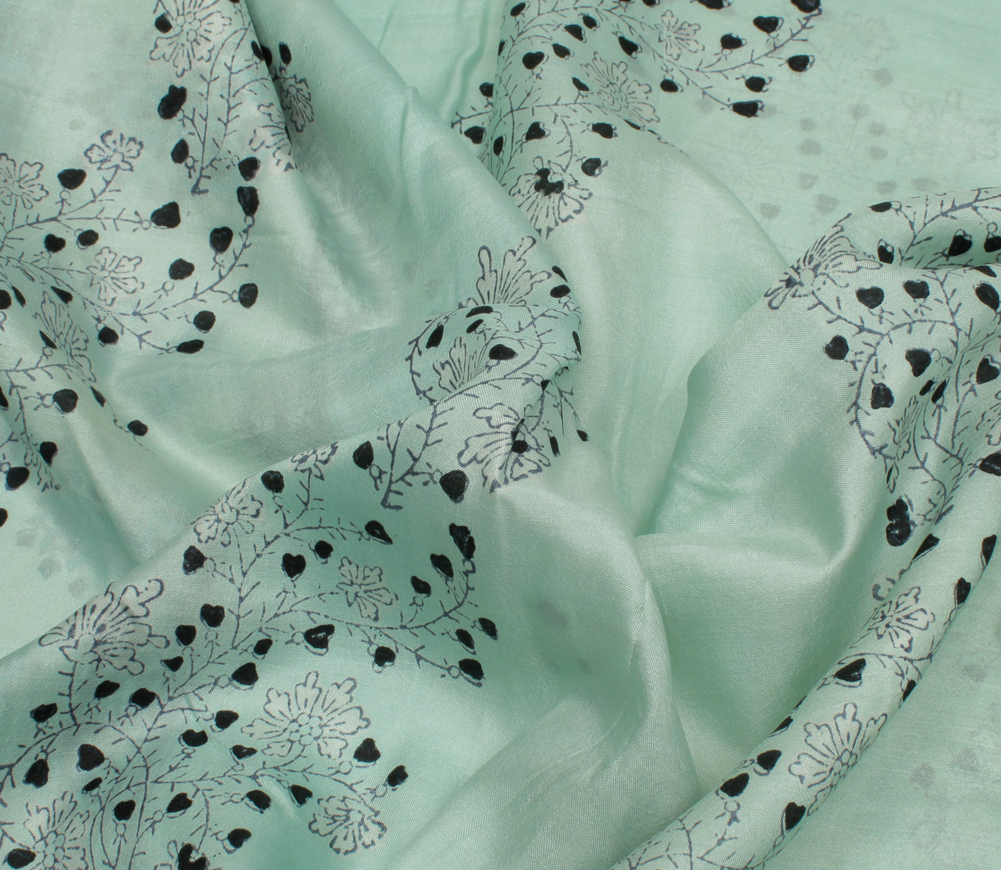 Sushila Vintage Indian Scrap Saree 100% Pure Silk Printed Floral Sari Fabric