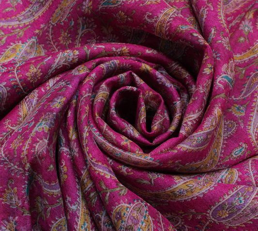 Sushila Vintage Pink Scrap Saree 100% Pure Silk Printed Paisley Sari Fabric
