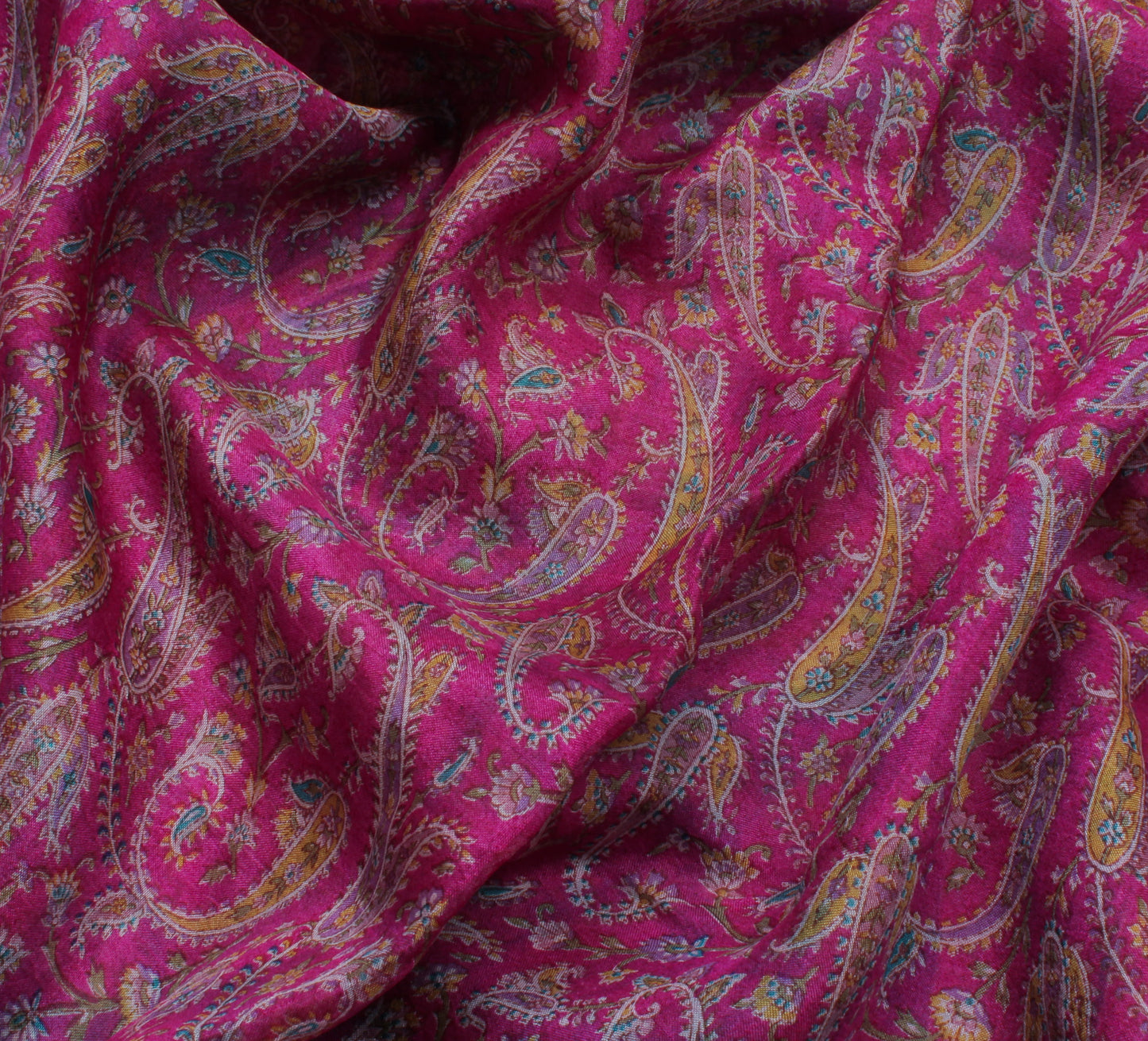 Sushila Vintage Pink Scrap Saree 100% Pure Silk Printed Paisley Sari Fabric