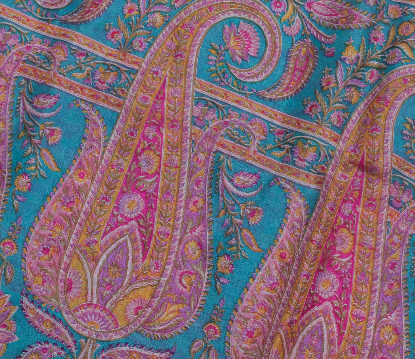 Sushila Vintage Pink Scrap Saree 100% Pure Silk Printed Paisley Sari Fabric