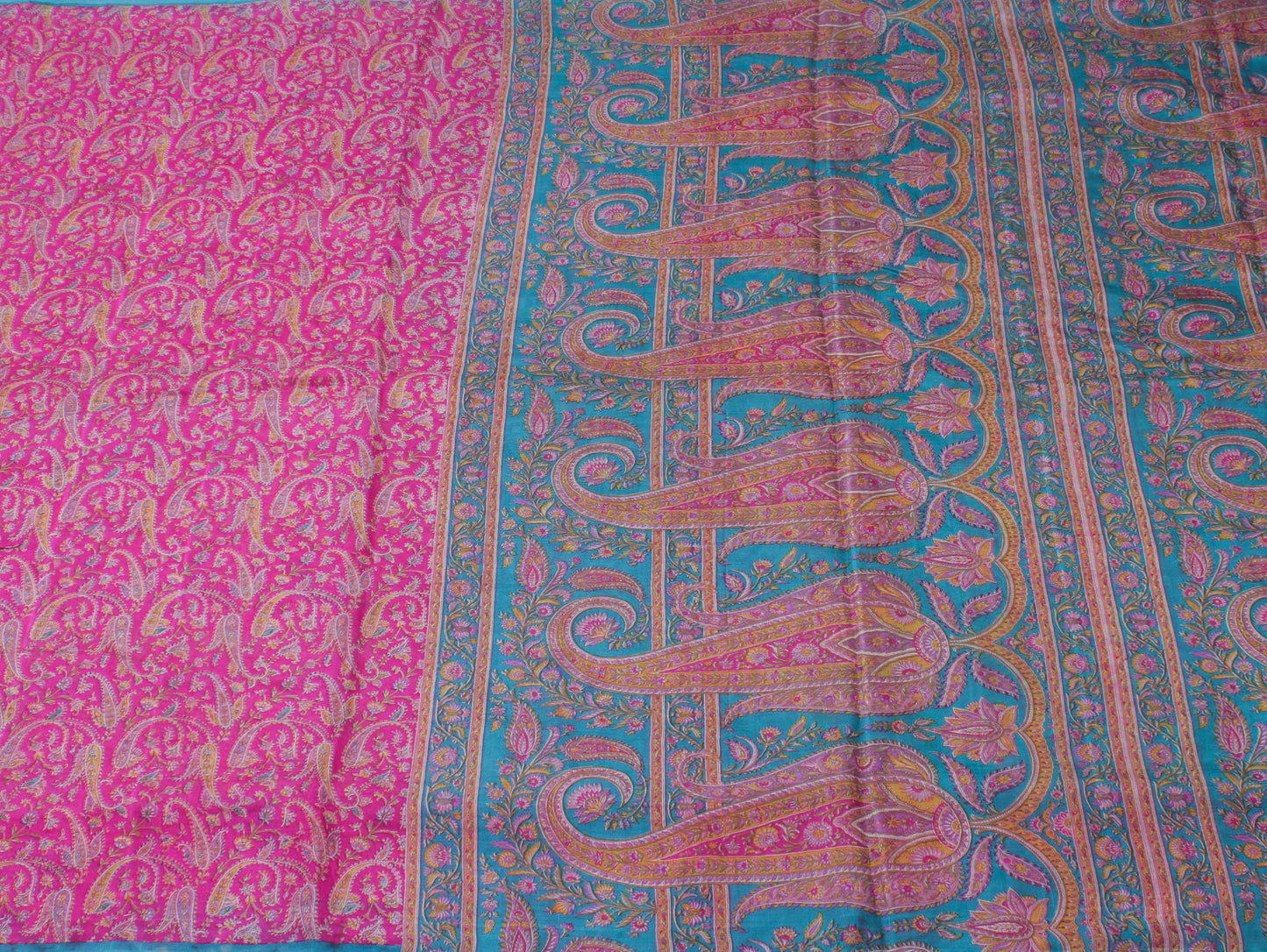 Sushila Vintage Pink Scrap Saree 100% Pure Silk Printed Paisley Sari Fabric