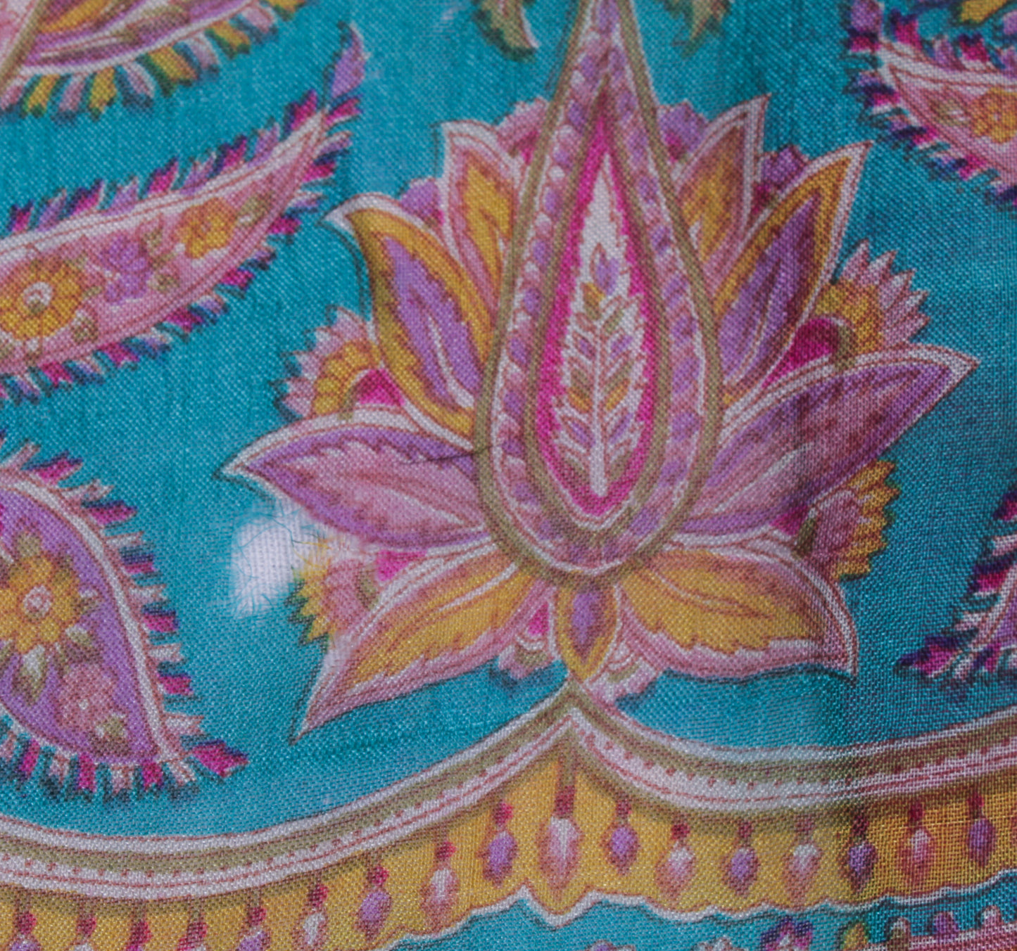 Sushila Vintage Pink Scrap Saree 100% Pure Silk Printed Paisley Sari Fabric