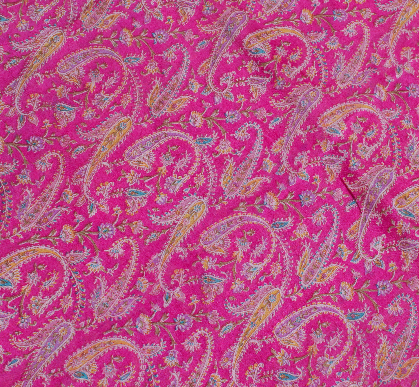 Sushila Vintage Pink Scrap Saree 100% Pure Silk Printed Paisley Sari Fabric