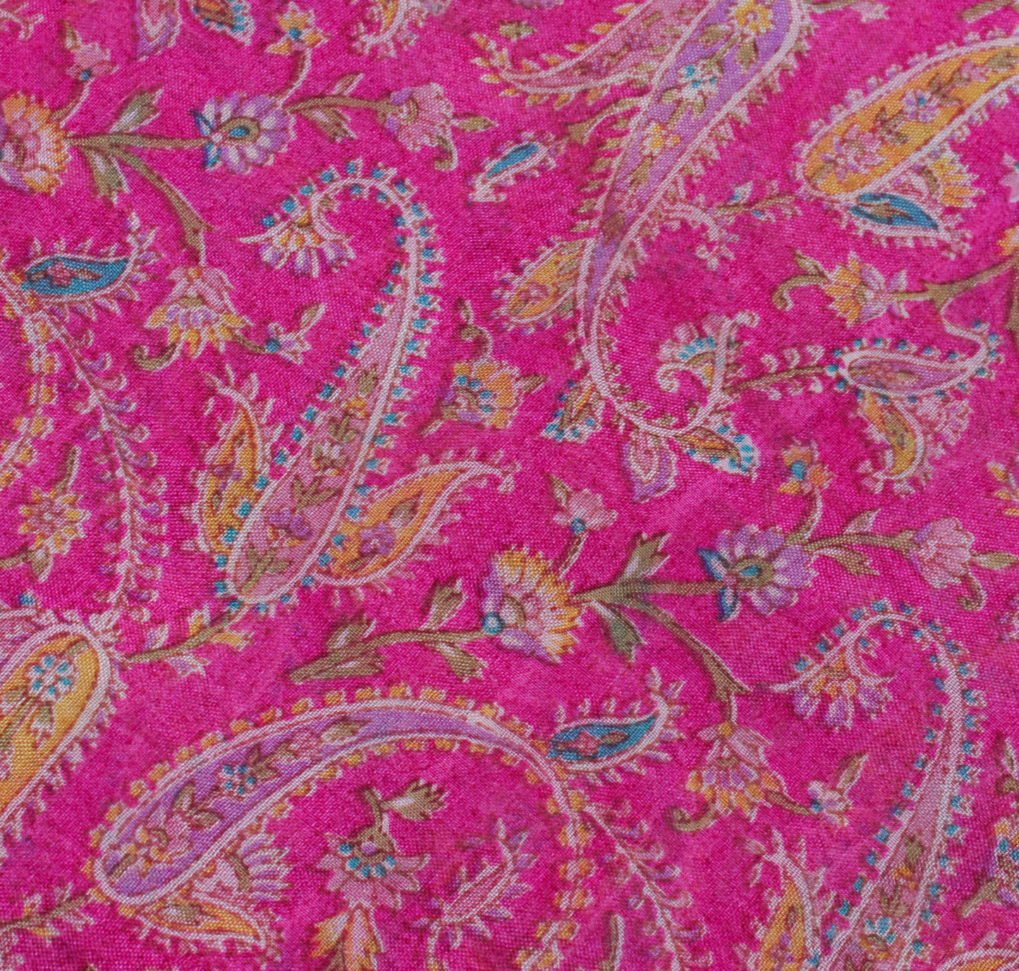 Sushila Vintage Pink Scrap Saree 100% Pure Silk Printed Paisley Sari Fabric