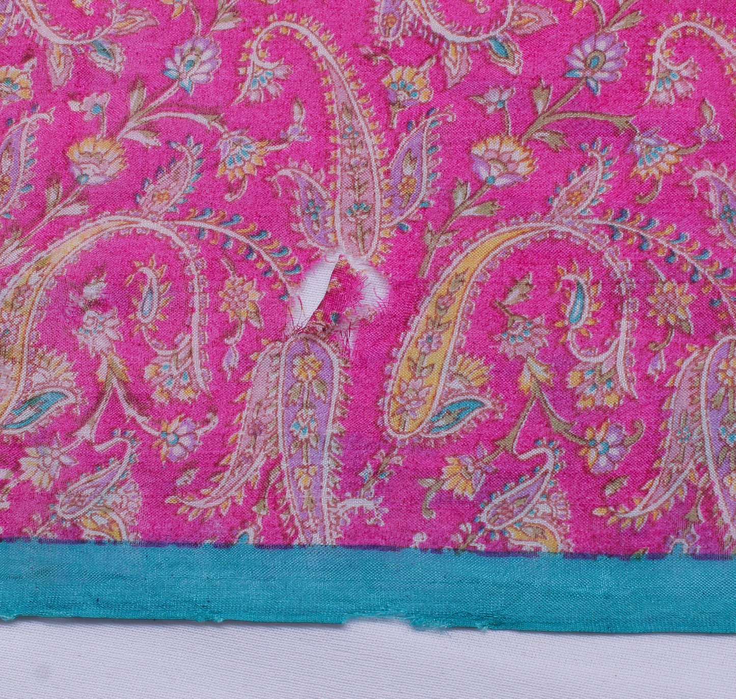 Sushila Vintage Pink Scrap Saree 100% Pure Silk Printed Paisley Sari Fabric