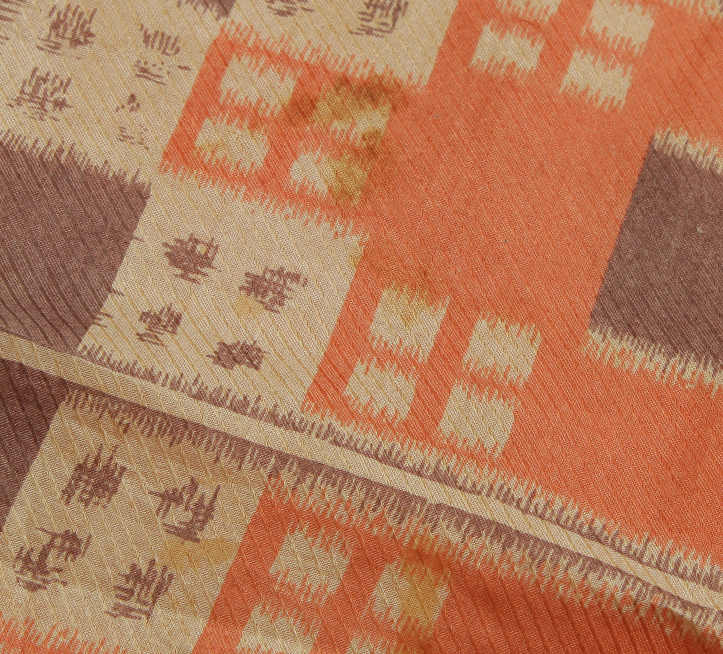 Sushila Vintage Peach Scrap Saree 100% Pure Silk Printed Floral Sari Fabric