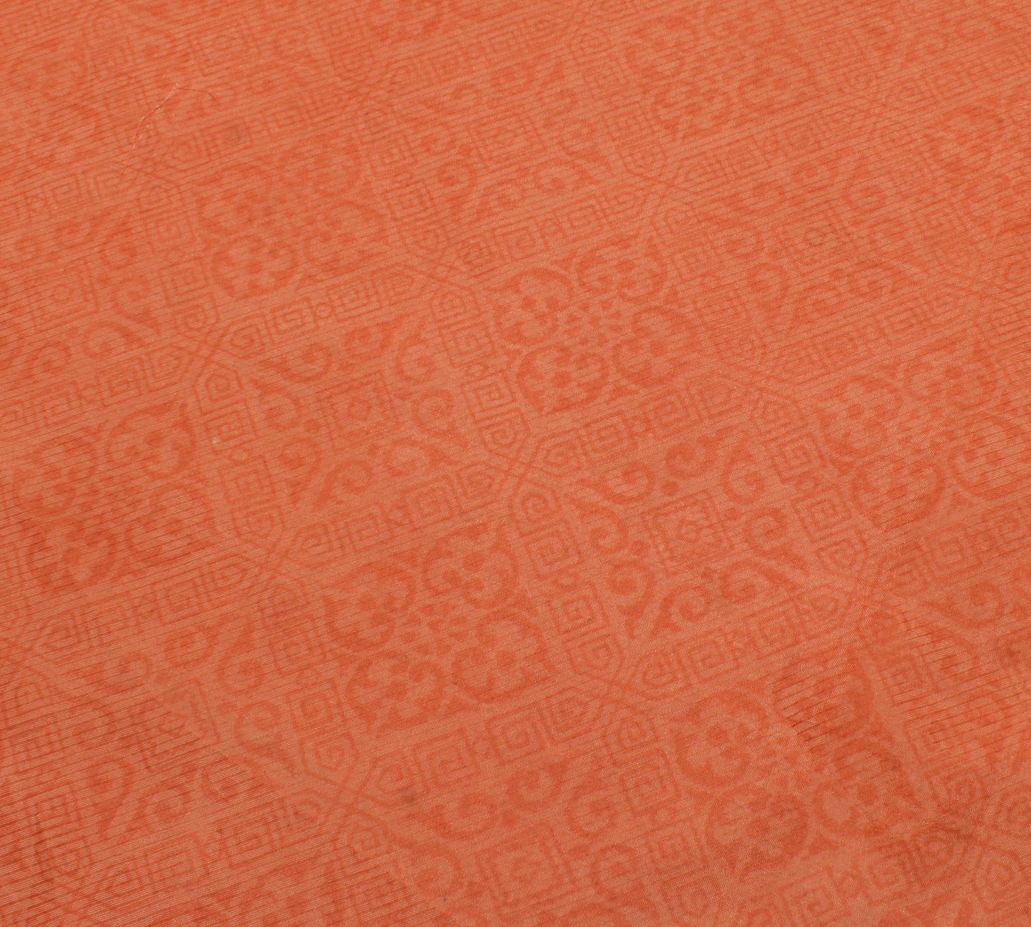 Sushila Vintage Peach Scrap Saree 100% Pure Silk Printed Floral Sari Fabric
