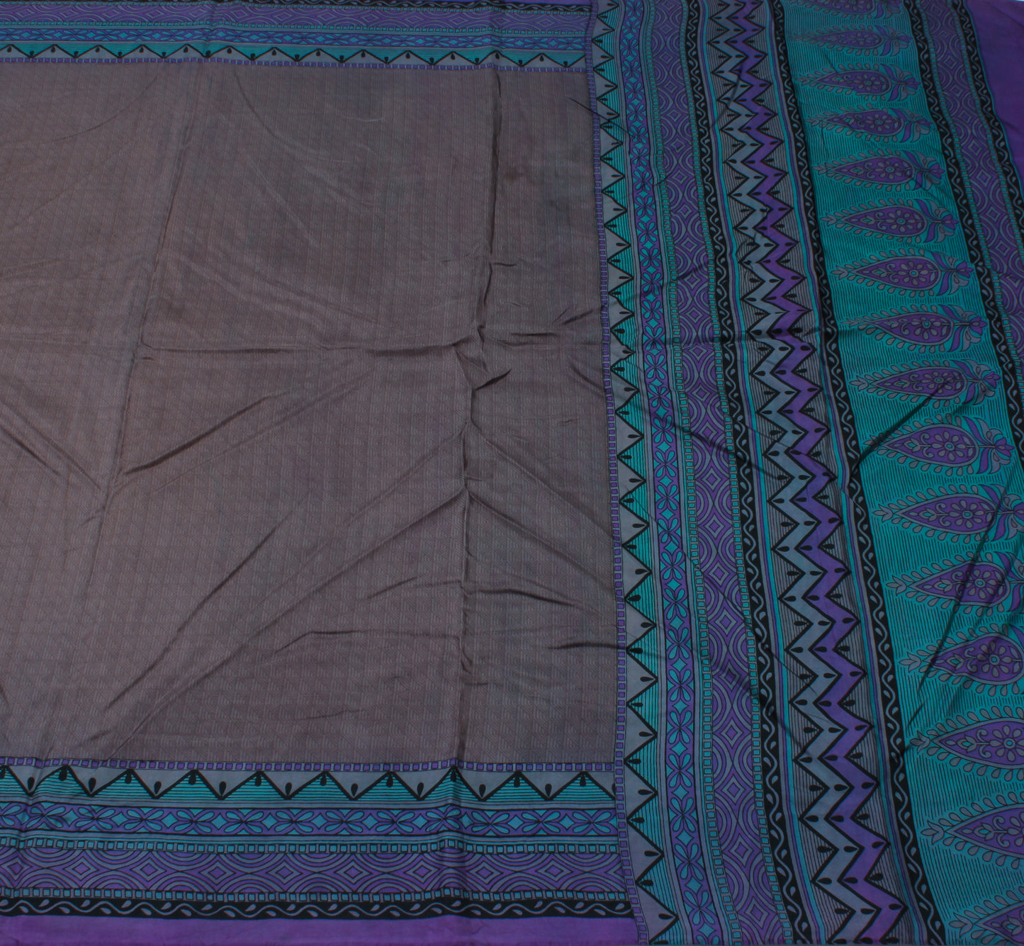 Sushila Vintage Gray Scrap Indian Saree 100% Pure Silk Printed Sari Craft Fabric