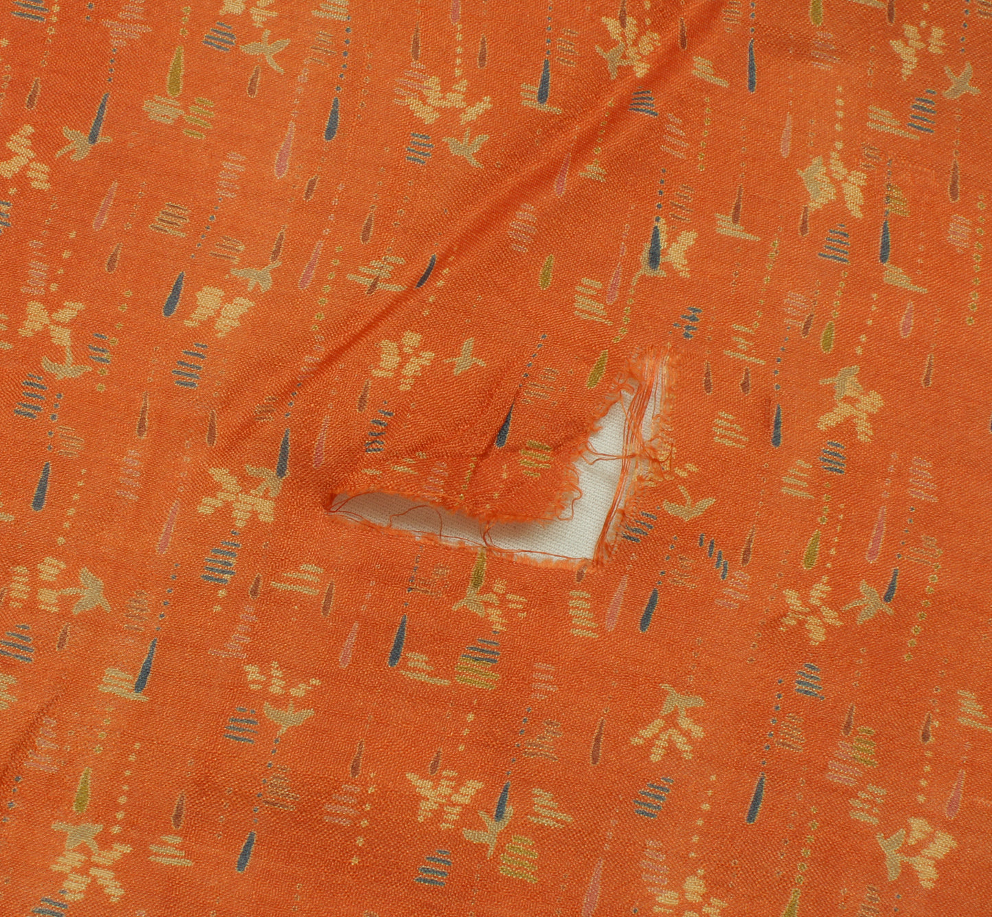 Sushila Vintage Rust Scrap Saree 100% Pure Silk Printed Floral Sari Craft Fabric
