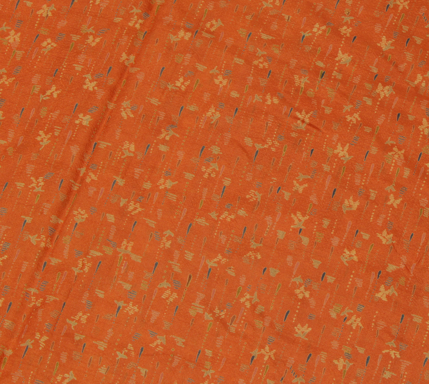 Sushila Vintage Rust Scrap Saree 100% Pure Silk Printed Floral Sari Craft Fabric