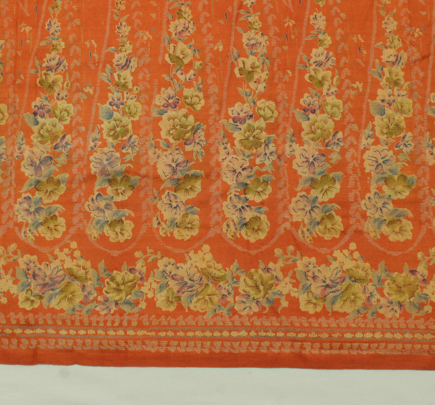 Sushila Vintage Rust Scrap Saree 100% Pure Silk Printed Floral Sari Craft Fabric