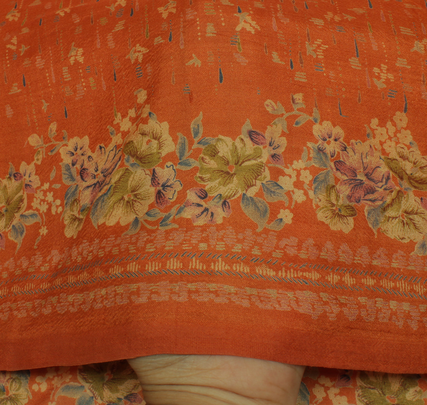 Sushila Vintage Rust Scrap Saree 100% Pure Silk Printed Floral Sari Craft Fabric