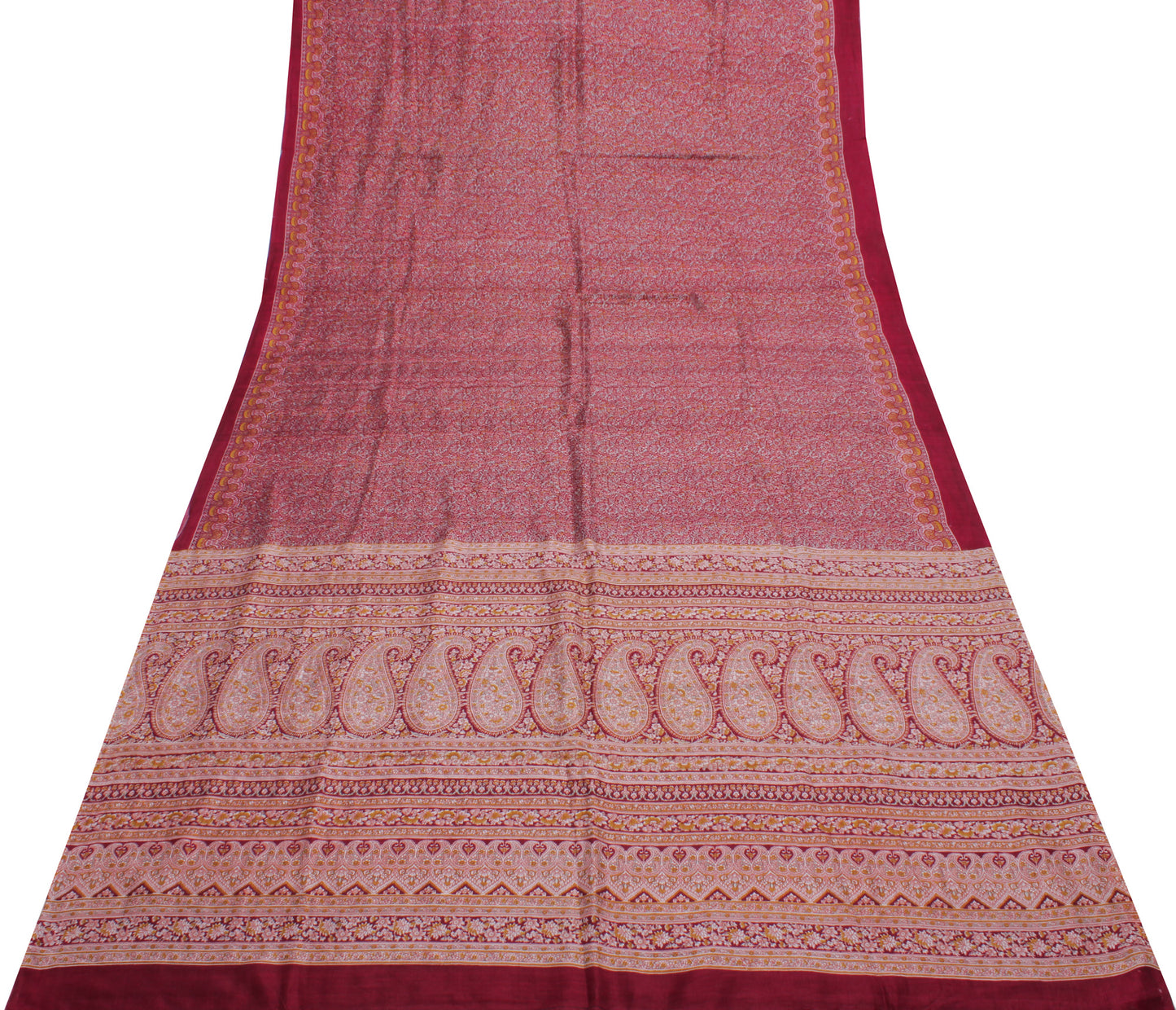 Sushila Vintage Indian Scrap Saree 100% Pure Silk Printed Floral Sari Fabric